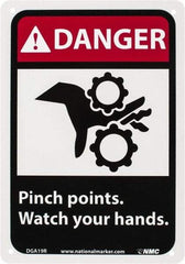 NMC - "Danger - Pinch Points - Watch Your Hands", 10" Long x 7" Wide, Rigid Plastic Safety Sign - Rectangle, 0.05" Thick, Use for Accident Prevention - A1 Tooling