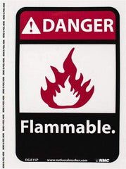 NMC - Danger - Flammable, Pressure Sensitive Vinyl Fire Sign - 7" Wide x 10" High - A1 Tooling