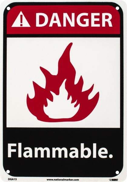 NMC - Danger - Flammable, Plastic Fire Sign - 7" Wide x 10" High - A1 Tooling