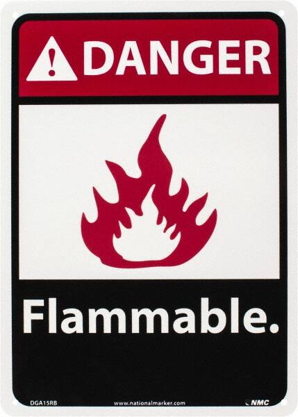 NMC - Danger - Flammable, Plastic Fire Sign - 10" Wide x 14" High - A1 Tooling