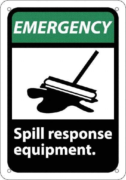 NMC - "Emergency - Spill Response Equipment", 10" Long x 7" Wide, Rigid Plastic Safety Sign - Rectangle, 0.05" Thick, Use for Accident Prevention - A1 Tooling