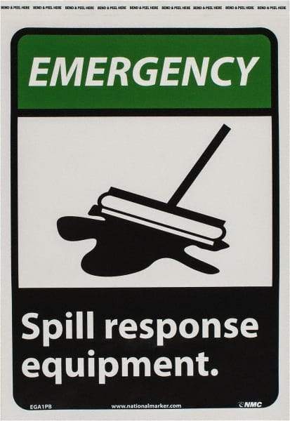 NMC - "Emergency - Spill Response Equipment", 14" Long x 10" Wide, Pressure-Sensitive Vinyl Safety Sign - Rectangle, 0.004" Thick, Use for Accident Prevention - A1 Tooling