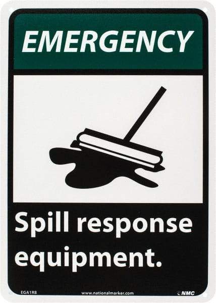 NMC - "Emergency - Spill Response Equipment", 14" Long x 10" Wide, Rigid Plastic Safety Sign - Rectangle, 0.05" Thick, Use for Accident Prevention - A1 Tooling