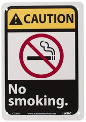 NMC - "Caution - No Smoking", 10" Long x 7" Wide, Rigid Plastic Safety Sign - Rectangle, 0.05" Thick, Use for Accident Prevention - A1 Tooling