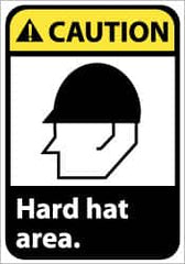 NMC - "Caution - Hard Hat Area", 14" Long x 10" Wide, Rigid Plastic Safety Sign - Rectangle, 0.05" Thick, Use for Accident Prevention - A1 Tooling