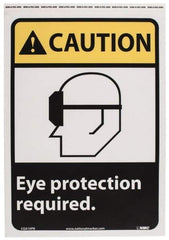 NMC - "Caution - Eye Protection Required", 14" Long x 10" Wide, Pressure-Sensitive Vinyl Safety Sign - Rectangle, 0.004" Thick, Use for Accident Prevention - A1 Tooling