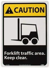 NMC - "Caution - Forklift Traffic Area - Keep Clear", 14" Long x 10" Wide, Rigid Plastic Safety Sign - Rectangle, 0.05" Thick, Use for Accident Prevention - A1 Tooling