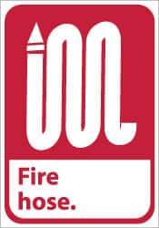 NMC - Fire Hose, Pressure Sensitive Vinyl Fire Sign - 10" Wide x 14" High - A1 Tooling