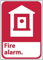 NMC - Fire Alarm, Pressure Sensitive Vinyl Fire Sign - 10" Wide x 14" High - A1 Tooling