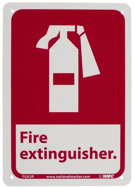 NMC - Fire Extinguisher, Plastic Fire Sign - 7" Wide x 10" High - A1 Tooling