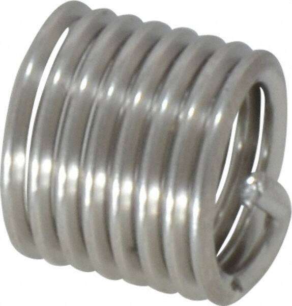 Recoil - M8x1.25 Metric Coarse, 12mm OAL, Free Running Helical Insert - 7-3/8 Free Coils, Tanged, Stainless Steel, Bright Finish, 1-1/2D Insert Length - A1 Tooling