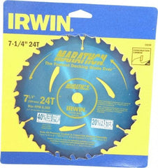 Irwin - 7-1/4" Diam, 5/8" Arbor Hole Diam, 24 Tooth Wet & Dry Cut Saw Blade - Carbide-Tipped, General Purpose Action, Diamond Arbor - A1 Tooling