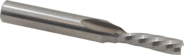 Onsrud - 3/16" Cutting Diam x 5/8" Length of Cut, 1 Flute, Downcut Spiral Router Bit - Uncoated, Right Hand Cut, Solid Carbide, 2" OAL x 1/4" Shank Diam, Single Edge, 21° Helix Angle - A1 Tooling