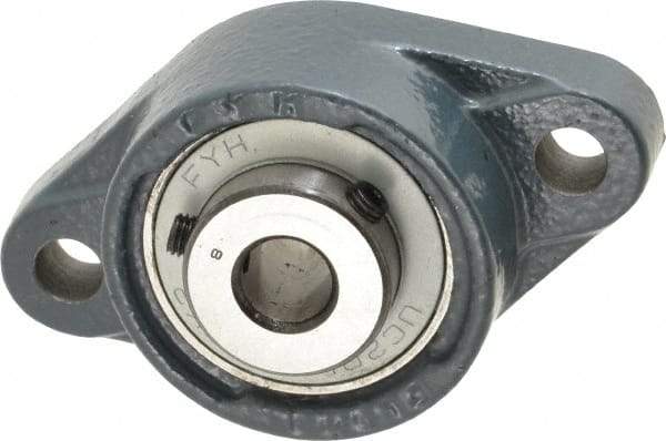 Value Collection - 1/2" ID, 2-7/32" OAW x 3-7/8" OAL x 2-7/32" OAH 2-Bolt High Temperature Flange Bearing - 1,650 Lb Static Cap, 2,830 Lb Dyn Cap, 3" Btw Mnt Hole Ctrs, 19/32" Base-to-Ctr Ht, Cast Iron - A1 Tooling