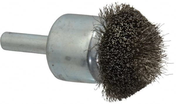 Anderson - 1-1/4" Brush Diam, Crimped, Flared End Brush - 1/4" Diam Shank, 20,000 Max RPM - A1 Tooling