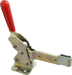 De-Sta-Co - 1,400 Lb Holding Capacity, Vertical Handle, Manual Hold Down Toggle Clamp - 66° Handle Movement, 78° Bar Opening, Solid Bar, Flanged Base, Electro-Plated Zinc, Carbon Steel - A1 Tooling