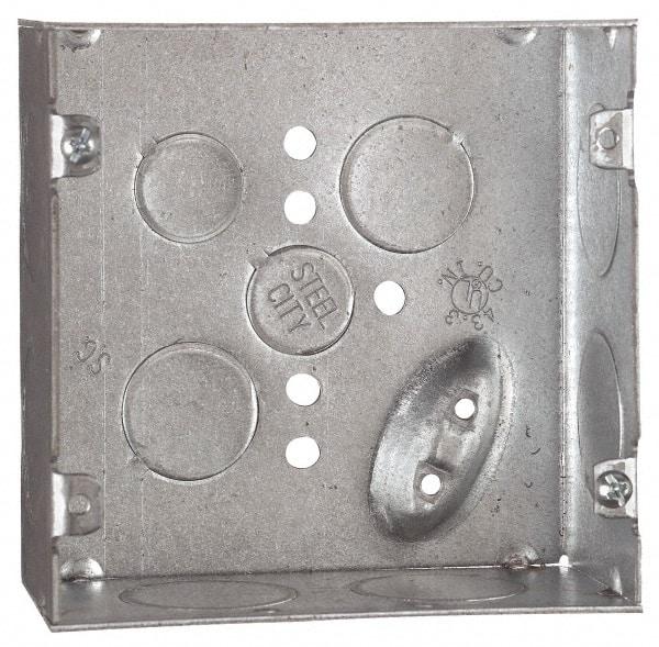 Thomas & Betts - 1 Gang, 1/2, 3/4 Inch Knockout, Nonweather Resistant, Square Outlet Box - 4-11/16 Inch Wide x 2-1/8 Inch Deep x 4-11/16 Inch High, Pre-Galvanized - A1 Tooling