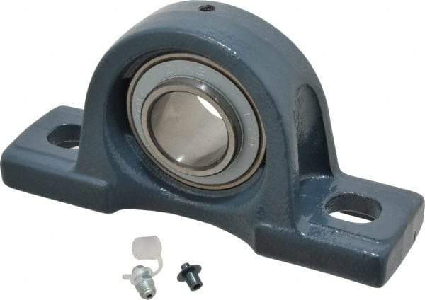 Value Collection - 1-1/4" ID, 3-5/16" OAW x 6-1/2" OAL x 3-5/16" OAH High Temperature Ball Bearing Pillow Block - 2,500 Lb Static Cap, 4,300 Lb Dyn Cap, 4-3/4" Btw Mnt Hole Ctrs, 1-11/16" Base-to-Ctr Ht, Cast Iron - A1 Tooling