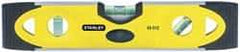 Stanley - Magnetic 9" Long 3 Vial Torpedo Level - Aluminum, Black/Yellow, 1 45°, 1 Level & 1 Plumb Vials - A1 Tooling