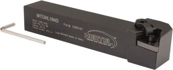 Hertel - MTGN, Left Hand Cut, 3° Lead Angle, 1" Shank Height x 1" Shank Width, Negative Rake Indexable Turning Toolholder - 6" OAL, TN..43. Insert Compatibility, Series Multi-Option - A1 Tooling