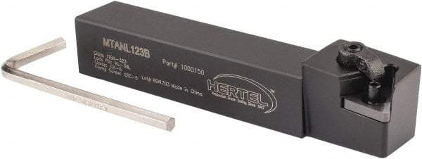 Hertel - MTAN, Left Hand Cut, 3° Lead Angle, 3/4" Shank Height x 3/4" Shank Width, Negative Rake Indexable Turning Toolholder - 4-1/2" OAL, TN..33. Insert Compatibility, Screw or Clamp Holding Method - A1 Tooling