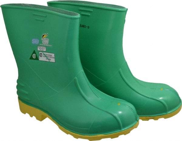 Dunlop Protective Footwear - Men's Size 11-12 Medium Width Steel Knee Boot - Green, PVC Upper, 11" High, Chemical Resistant, Non-Slip - A1 Tooling