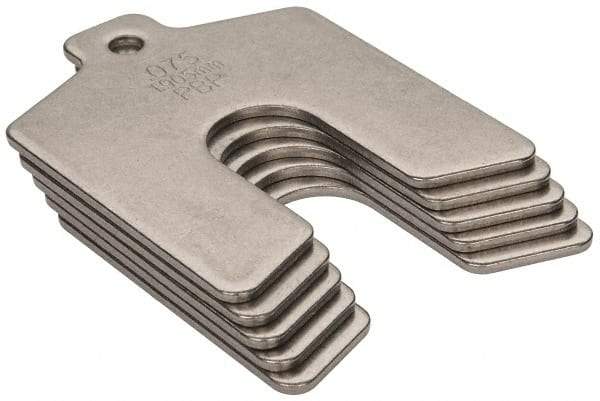 Made in USA - 5 Piece, 2 Inch Long x 2 Inch Wide x 0.075 Inch Thick, Slotted Shim Stock - Stainless Steel, 5/8 Inch Wide Slot - A1 Tooling