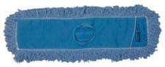 Rubbermaid - 48" Long x 5" Wide Yarn Blend Dust Mop Head - Slip-On/Slip-Through Backing, Blue, Twisted Loop Head - A1 Tooling