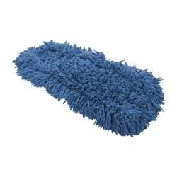 Rubbermaid - 18" Long x 5" Wide Synthetic Dust Mop Head - Slip-On/Slip-Through Backing, Blue, Twisted Loop Head - A1 Tooling