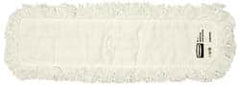 Rubbermaid - 36" Long x 5" Wide Cotton Yarn Dust Mop Head - Slip-On/Slip-Through Backing, White, Twisted Loop Head - A1 Tooling