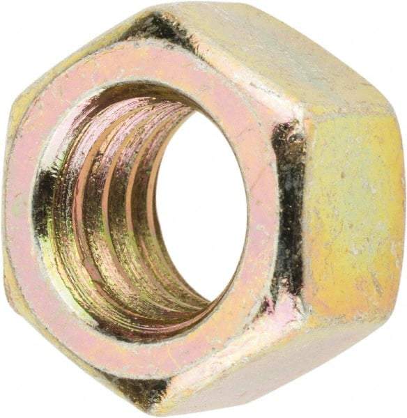 Value Collection - 3/8-16 UNC Steel Right Hand Hex Nut - 9/16" Across Flats, 21/64" High, Zinc Yellow Dichromate Finish - A1 Tooling