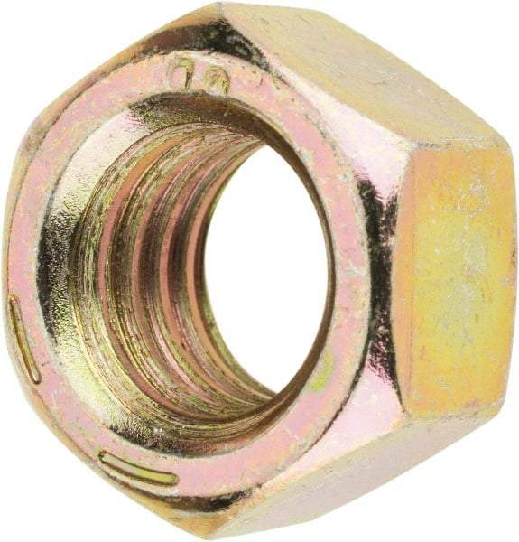 Value Collection - 1/2-13 UNC Steel Right Hand Hex Nut - 3/4" Across Flats, 7/16" High, Zinc Yellow Dichromate Finish - A1 Tooling