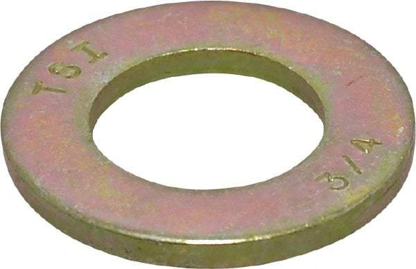 Value Collection - 3/4" Screw, Grade 8 Steel SAE Flat Washer - 13/16" ID x 1-1/2" OD, 9/64" Thick, Zinc Yellow Dichromate Finish - A1 Tooling