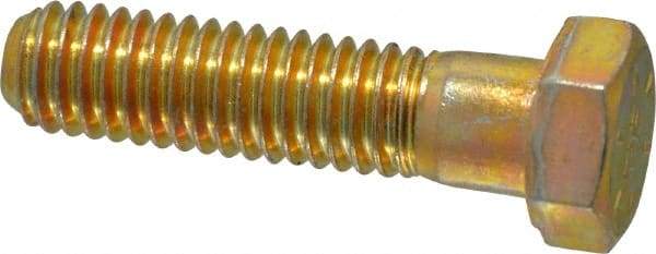 Made in USA - 3/8-16 UNC, 1-1/2" Length Under Head Hex Head Cap Screw - Partially Threaded, Grade 8 Alloy Steel, Zinc Yellow Dichromate Finish, 9/16" Hex - A1 Tooling