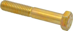 Made in USA - 1/2-13 UNC, 3" Length Under Head Hex Head Cap Screw - Partially Threaded, Grade 8 Alloy Steel, Zinc Yellow Dichromate Finish, 3/4" Hex - A1 Tooling