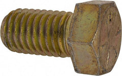 Made in USA - 9/16-12 UNC, 1" Length Under Head Hex Head Cap Screw - Fully Threaded, Grade 8 Alloy Steel, Zinc Yellow Dichromate Finish, 13/16" Hex - A1 Tooling