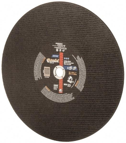 Norton - 16" Aluminum Oxide Cutoff Wheel - 7/64" Thick, 1" Arbor, 3,820 Max RPM, Use with Stationary Tools - A1 Tooling