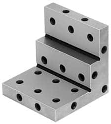 Suburban Tool - 3" Wide x 2-3/4" Deep x 3" High Steel Precision-Ground Angle Plate - Stepped Plate, Machined Holes on Surface, Open End, 9/16" Thick, Single Plate - A1 Tooling