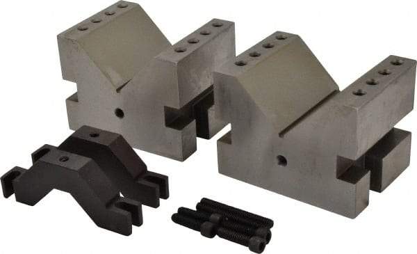 Suburban Tool - 2-1/4" Max Capacity, 90° Angle, Hardened Steel V-Block - 3" Long x 4" Wide x 3" High, Sold as Matched Pair - A1 Tooling