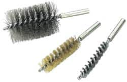 Value Collection - 2-1/2" Diam Helical Steel Tube Brush - Single Spiral, 0.012" Filament Diam, 4" Brush Length, 7" OAL, 1/2-12 Male Shank - A1 Tooling