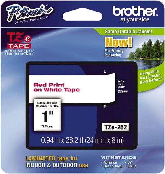 Brother - 7.8" Wide, Red on White Label Tape - For Label Maker - A1 Tooling