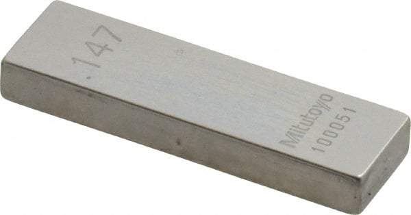 Mitutoyo - 0.147" Rectangular Steel Gage Block - Accuracy Grade AS-1, Includes Certificate of Inspection - A1 Tooling