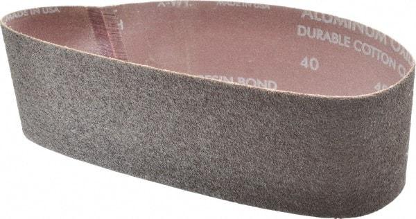 Norton - 3" Wide x 21" OAL, 40 Grit, Aluminum Oxide Abrasive Belt - Aluminum Oxide, Coarse, Coated, X Weighted Cloth Backing, Series R228 - A1 Tooling