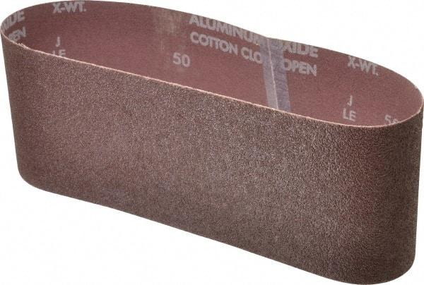 Norton - 4" Wide x 24" OAL, 50 Grit, Aluminum Oxide Abrasive Belt - Aluminum Oxide, Coarse, Coated, X Weighted Cloth Backing, Series R228 - A1 Tooling