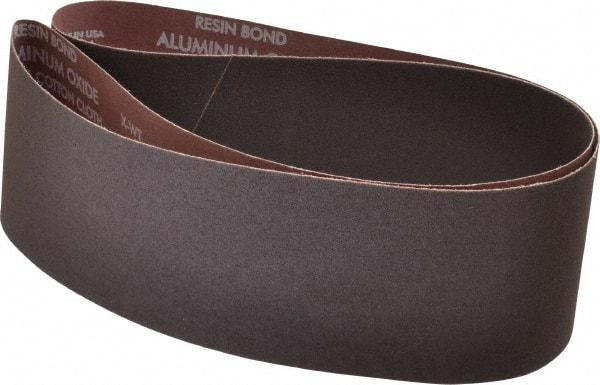 Norton - 4" Wide x 54" OAL, 100 Grit, Aluminum Oxide Abrasive Belt - Aluminum Oxide, Fine, Coated, X Weighted Cloth Backing, Series R228 - A1 Tooling