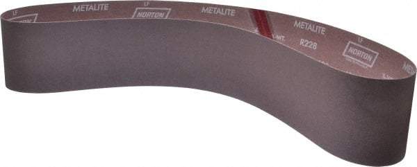 Norton - 4" Wide x 54" OAL, 120 Grit, Aluminum Oxide Abrasive Belt - Aluminum Oxide, Fine, Coated, X Weighted Cloth Backing, Series R228 - A1 Tooling