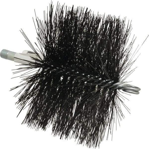 Schaefer Brush - 4-1/2" Brush Length, 6-1/2" Diam, Double Stem, Double Spiral Tube Brush - 7-1/2" Long, Tempered Steel Wire, 1/4" NPT Male Connection - A1 Tooling