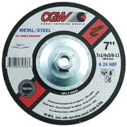 Camel Grinding Wheels - 24 Grit, 4" Wheel Diam, 1/4" Wheel Thickness, 3/8" Arbor Hole, Type 27 Depressed Center Wheel - Aluminum Oxide, Resinoid Bond, N Hardness, 15,300 Max RPM, Compatible with Angle Grinder - A1 Tooling