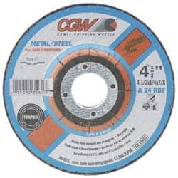 Camel Grinding Wheels - 24 Grit, 9" Wheel Diam, 1/4" Wheel Thickness, Type 27 Depressed Center Wheel - Aluminum Oxide, Resinoid Bond, N Hardness, 6,600 Max RPM, Compatible with Angle Grinder - A1 Tooling