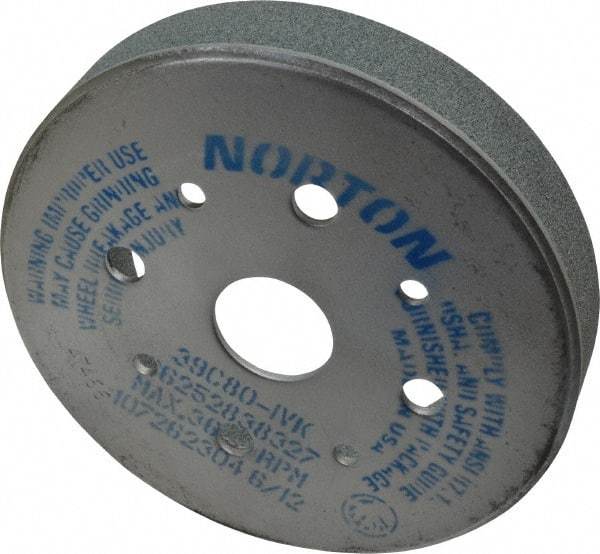 Norton - 6" Diam, 4" Hole Size, 1" Overall Thickness, 80 Grit, Type 2 Tool & Cutter Grinding Wheel - Medium Grade, Silicon Carbide, I Hardness, Vitrified Bond, 3,600 RPM - A1 Tooling